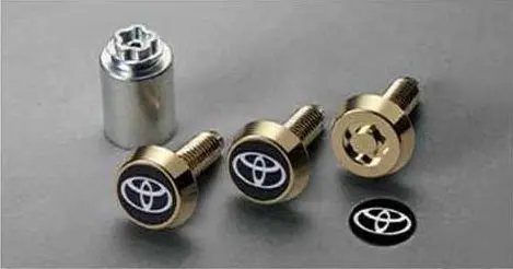 Genuine Toyota Japan License Plate Lock Bolt Set (Gold Finished) 1