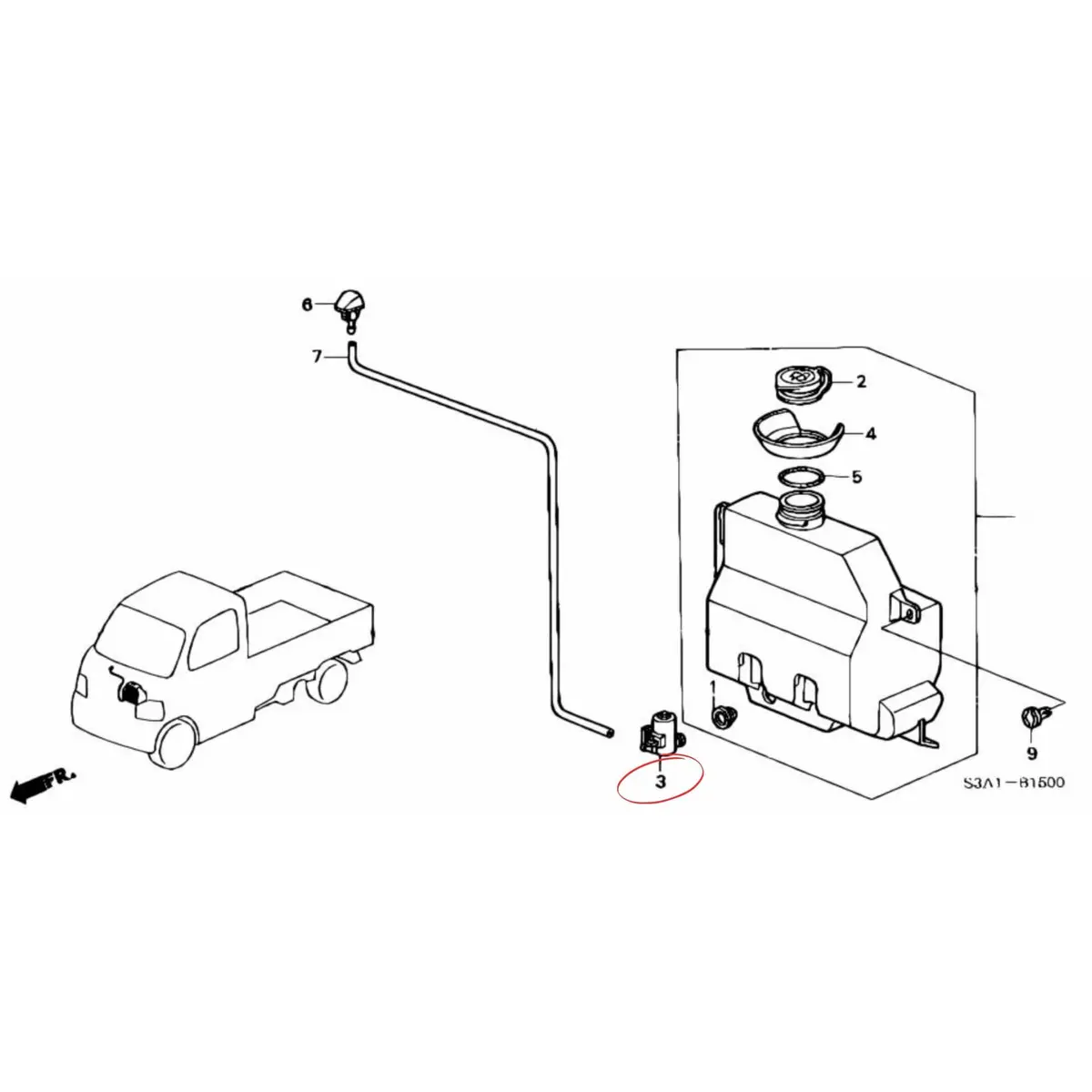 Windshield Washer Pump Motor - Honda Acty Truck Ha6, Ha7 Models - 1999-2009 2
