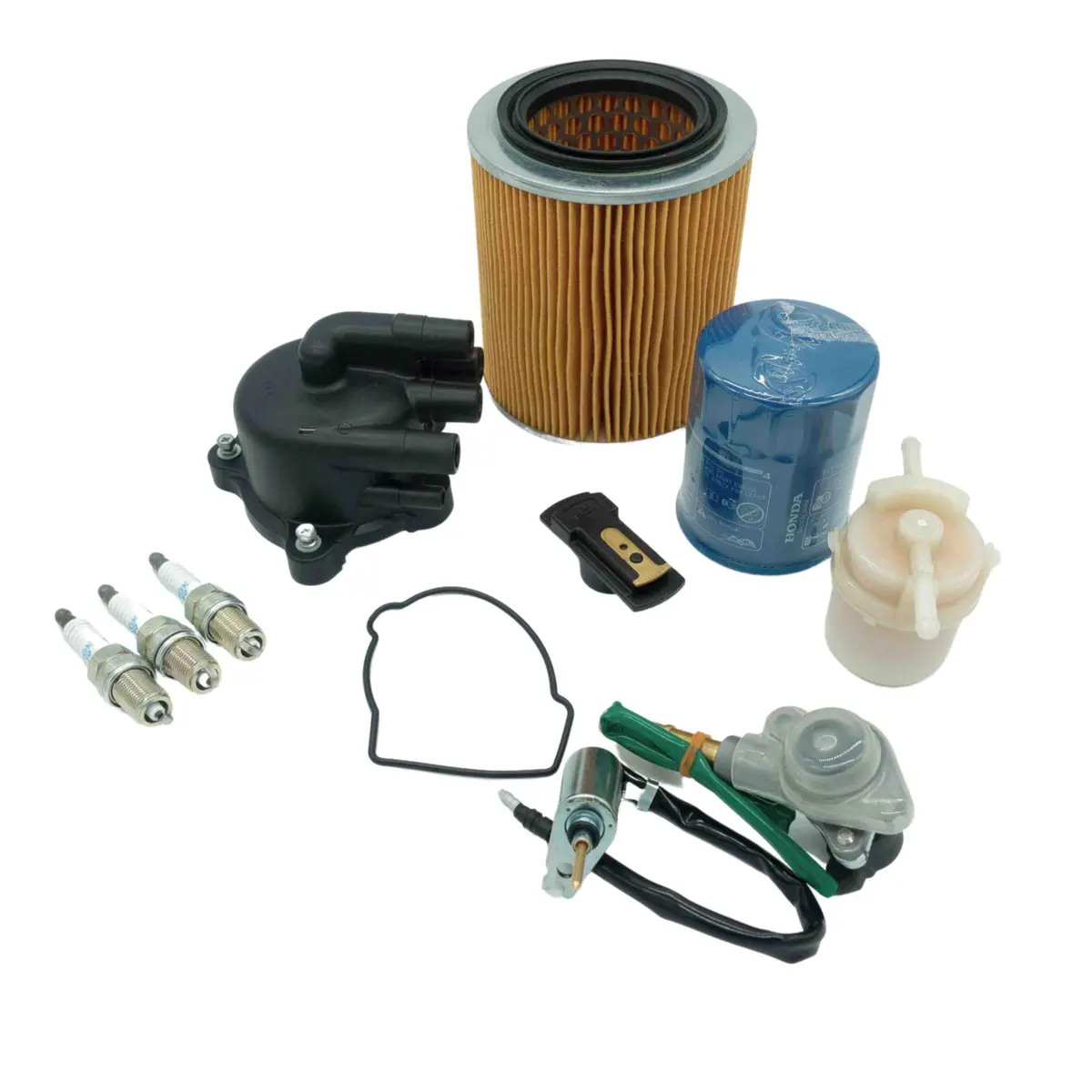 Tune Up Kit - 12 Piece - Distributor Cap, Rotor, Gasket, Spark Plug Wires, Plugs, Air Filter, Fuel Filter, Air Solenoid, Fuel Solenoid - Honda Acty Truck Ha3, Ha4 Models - 1990-1999 1