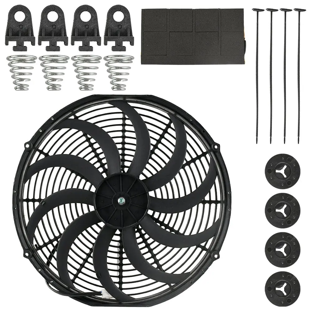 16" Electric Cooling Fan 12V 160W | Curved Blade Push Type 1