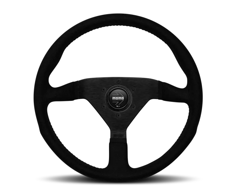 Momo Montecarlo Alcantara Steering Wheel – 320Mm Diameter, Black With Black Stitching And Spokes 1