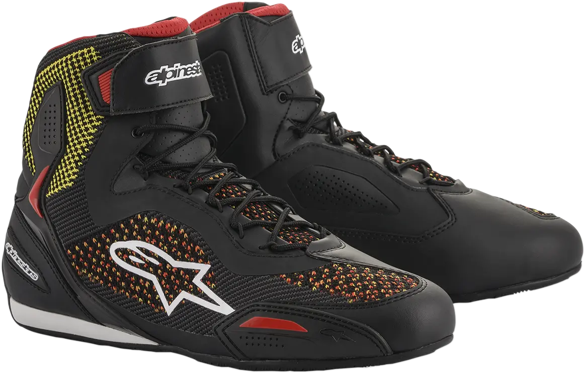 Alpinestars Faster-3 Rideknit Motorcycle Shoes – Black/Red/Yellow, Us Size 7.5 (Model #251031915307.5) 1