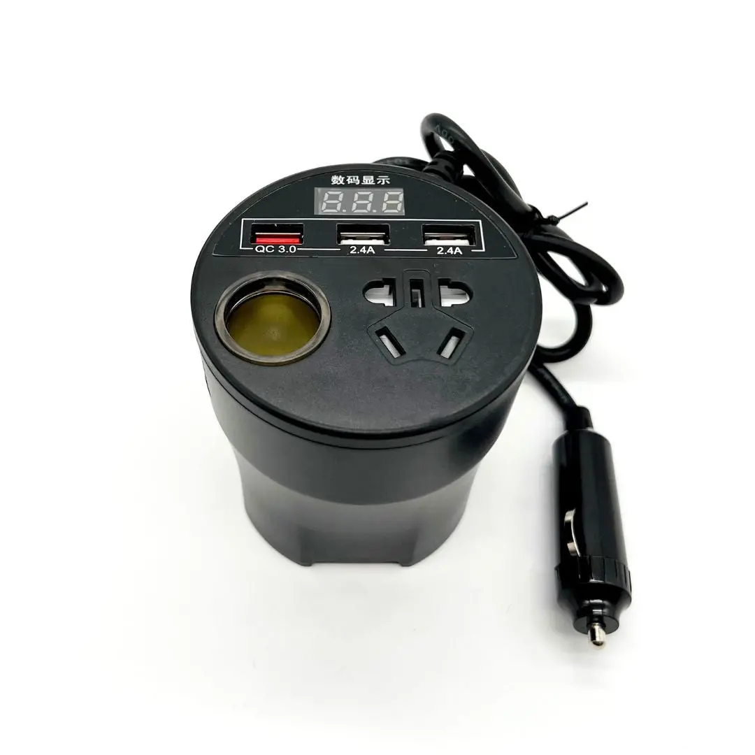 Oiwa 150W Car Power Inverter: 12V/24V To 220V With 3 Usb & Led Display 1
