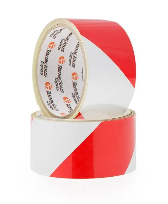 Red And White Retro Reflective Hazard Tape 1