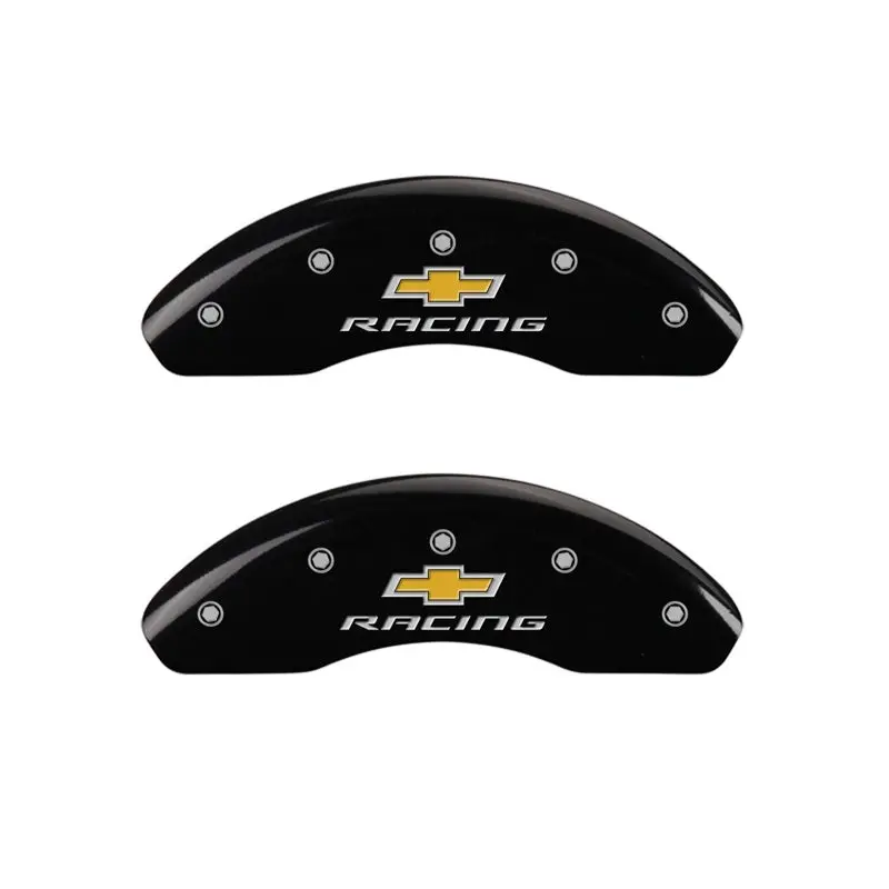 Mgp Engraved Front Caliper Cover Set – Racing Black Finish With Silver Accent, Fits Select Chevy Models 1