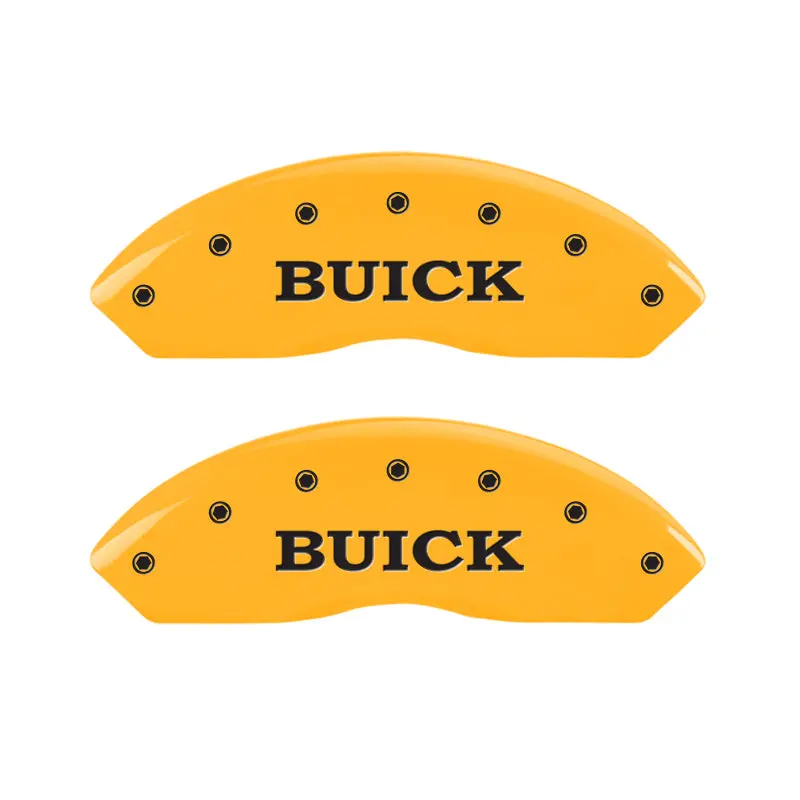 Mgp Engraved 4-Piece Caliper Cover Set – Front & Rear, Yellow Finish With Black Char, Fits 2008 Buick Lucerne 1