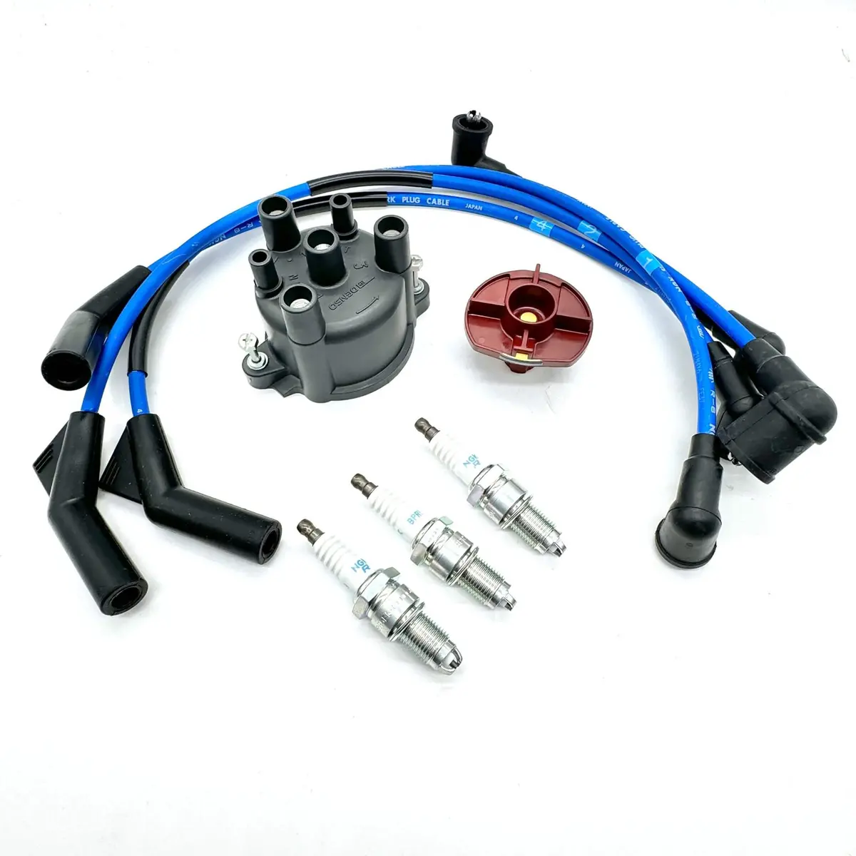 Ignition Kit - Distributor Cap, Distributor Rotor, Spark Plug Wires & Plugs - Efns Engines - Daihatsu Hijet Van - S100v, S110v - 1994-1998 1