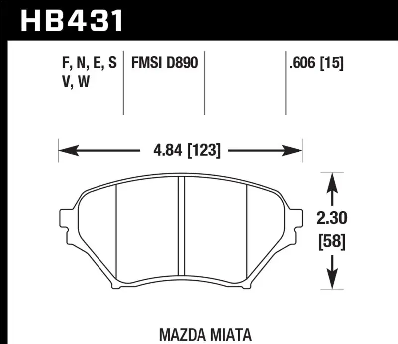 Hawk Performance Front Brake Pads — Blue Compound For 2001–2005 Mazda Miata With Sport Suspension (Part #D890) 1