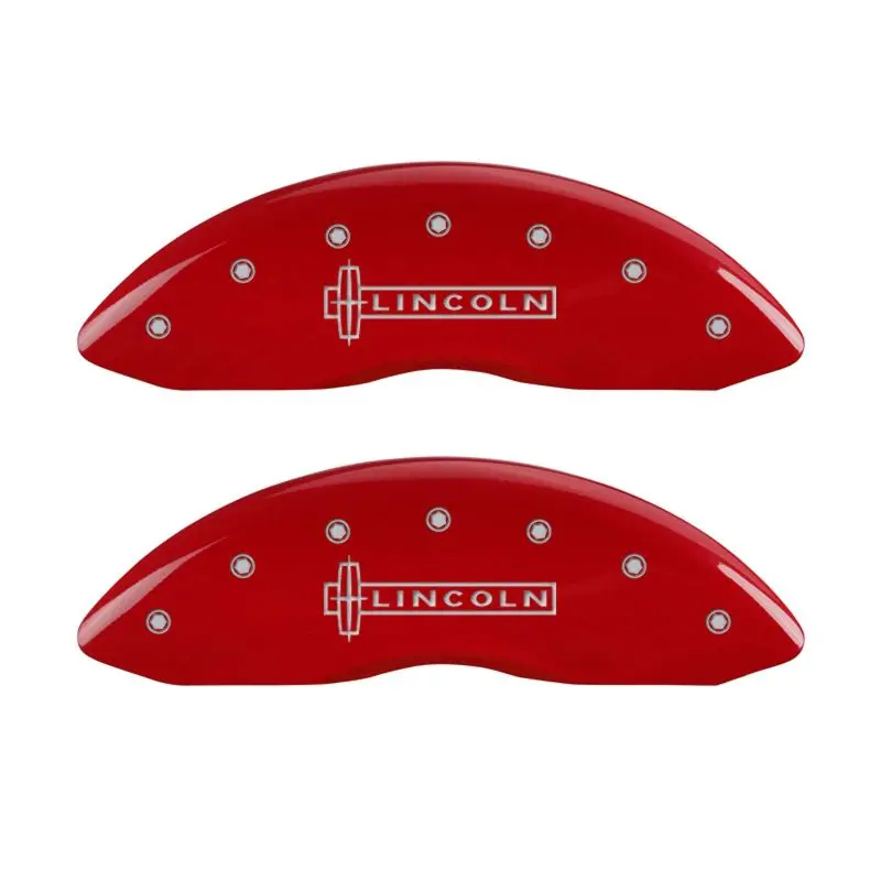 Mgp 4 Caliper Covers Engraved Front & Rear Lincoln Red Finish Silver Ch 1