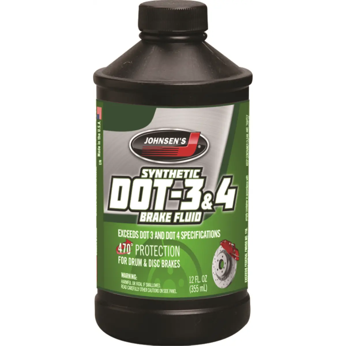 Johnsen's Premium Synthetic Dot-3&4 Brake Fluid Joh 5012 12Oz / Joh 5032 32Oz/ Joh 5034 Gl 1