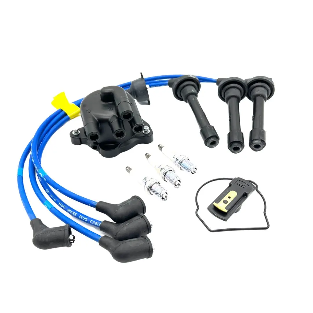 Ignition Kit - 6 Piece - Distributor Cap, Rotor, Spark Plug Wires, Plugs - Honda Acty Van Hh3, Hh4 Models - 1990-1999 1