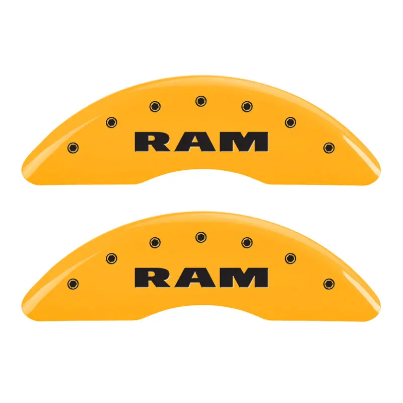 Mgp 4 Caliper Covers Engraved Front & Rear Ram Yellow Finish Black Ch 1