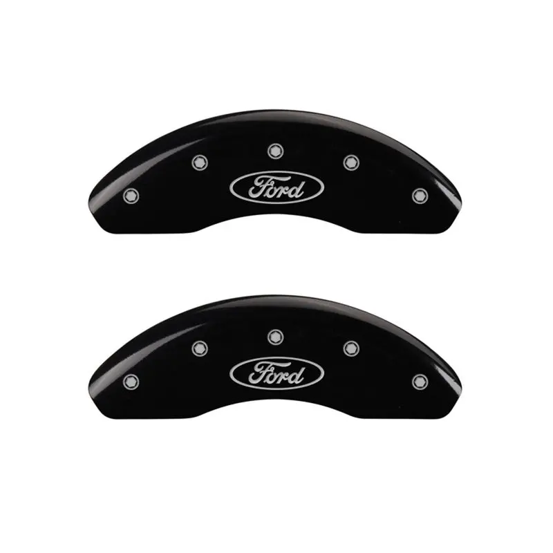 Mgp Engraved Front Pair Caliper Covers – Oval Ford Logo Design, Black Finish With Silver Chrome Accents 1