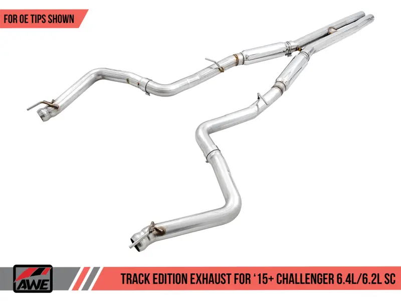 Awe Tuning 2015+ Dodge Challenger 6.4L/6.2L Supercharged Track Edition Exhaust - Use Stock Tips 1