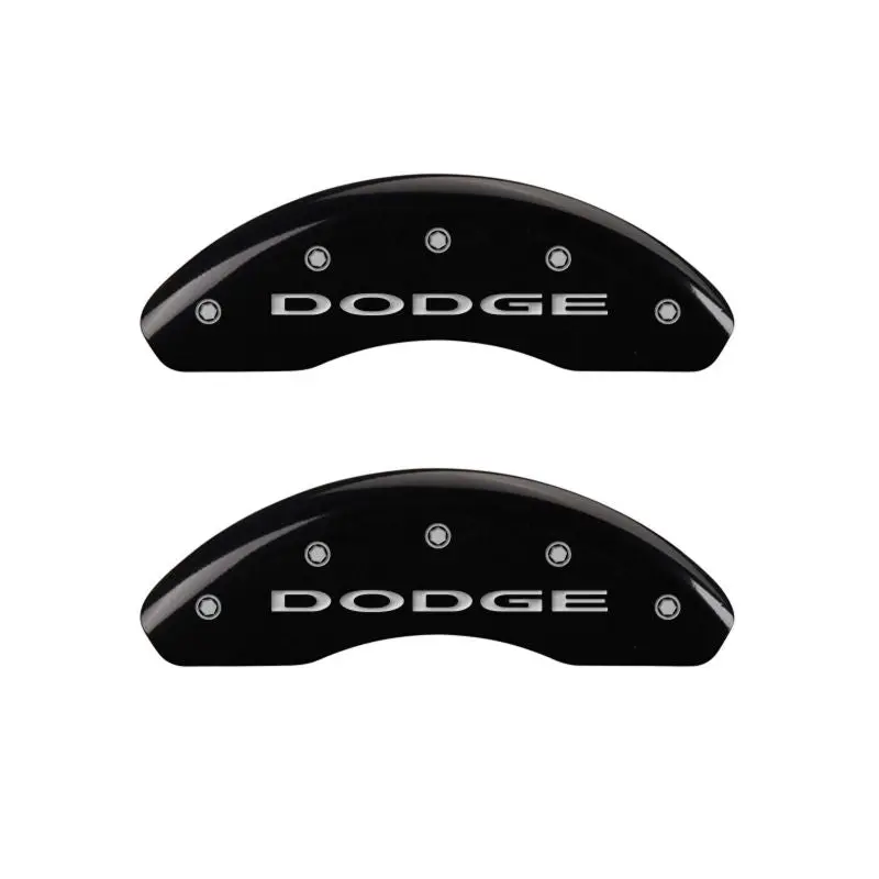 Mgp Engraved 4-Piston Caliper Covers For Dodge Vehicles – Front & Rear, Black Finish With Silver Accents 1