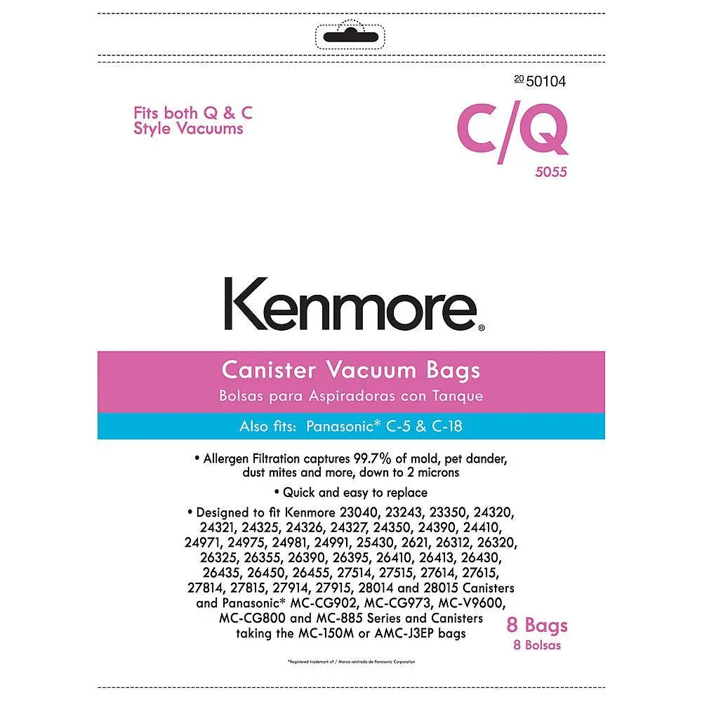 Kenmore C/Q Canister Vacuum Bags, 20-50104 1
