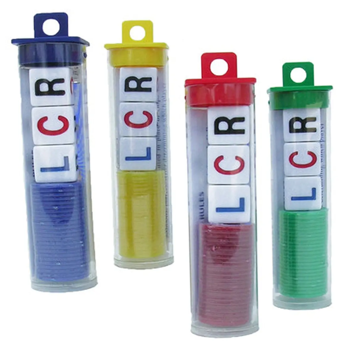 Lcr - Left Center Right Dice Game - 4 Sets - (Assorted Color Chips)You Get 4 Tubes! By Chh 1