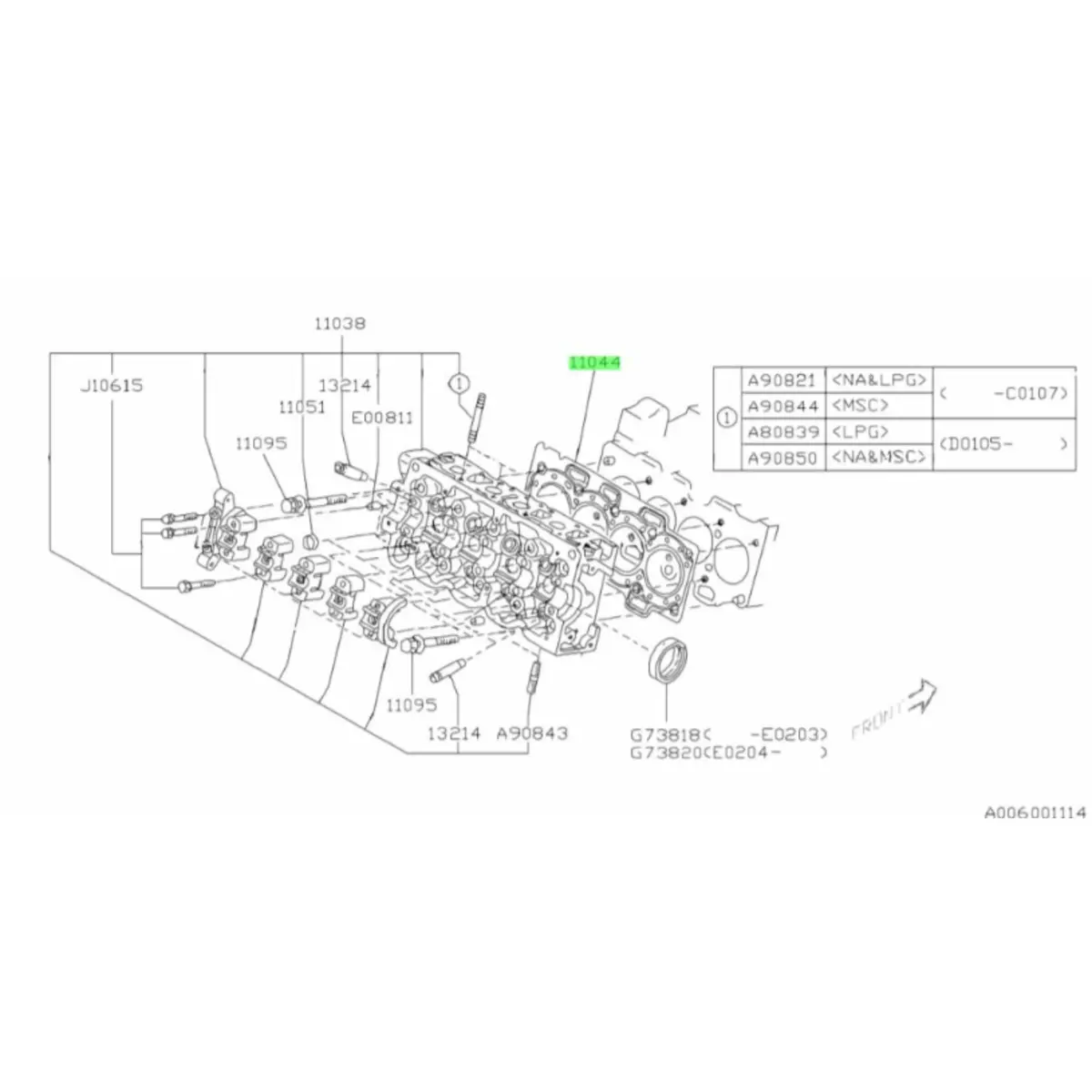 Cylinder Head Gasket - Subaru Sambar Truck Tt1, Tt2 Models - 2003-2012 2