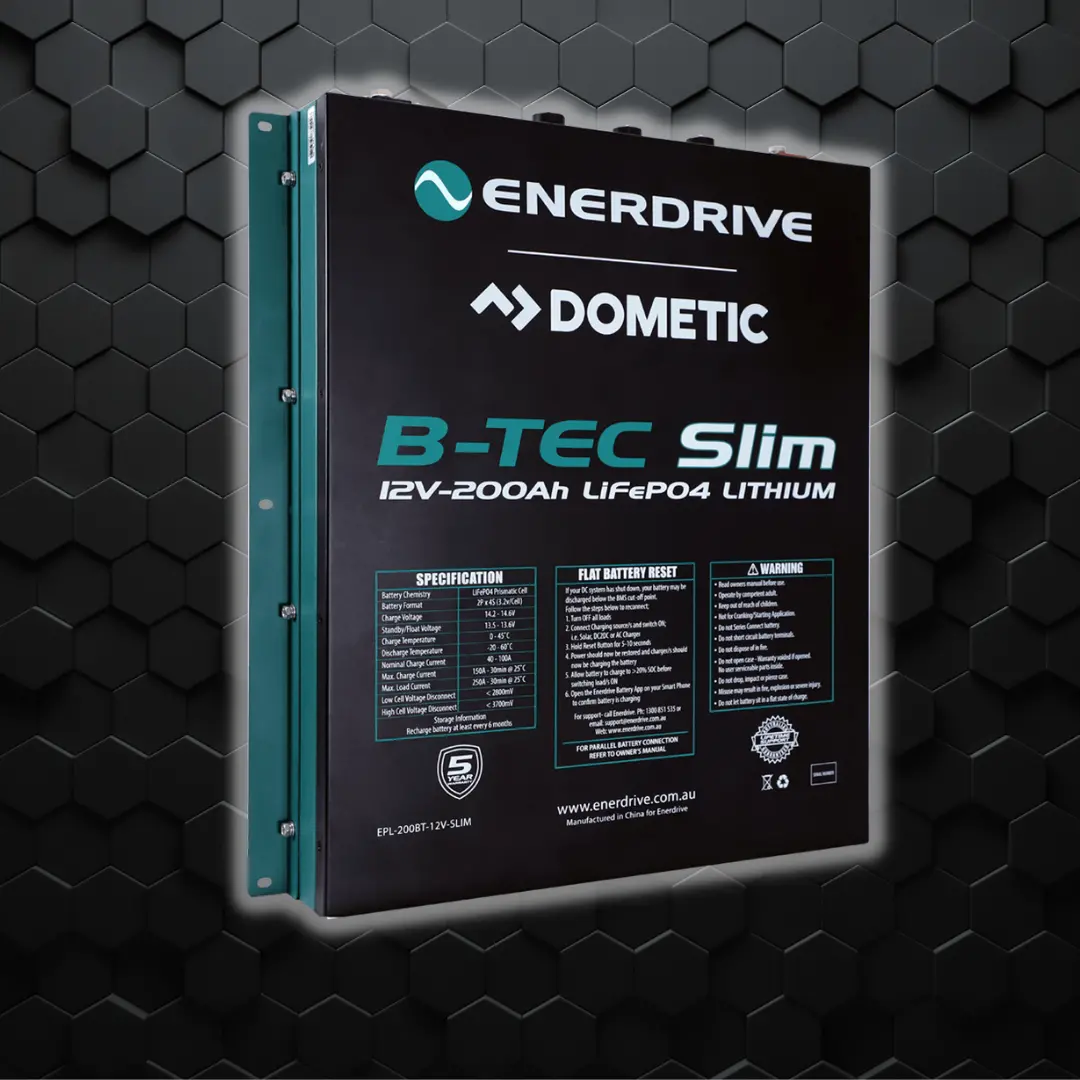 Enerdrive | B-Tec 200Amp | 12V Lifepo4 | Slim Metal Case Battery 1