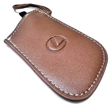 Genuine Lexus Brown Leather Smart Access Key Glove (Brown Loop / White Stitching) 1