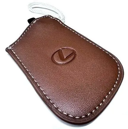 Genuine Lexus Brown Leather Smart Access Key Glove (White Loop / White Stitching) 1