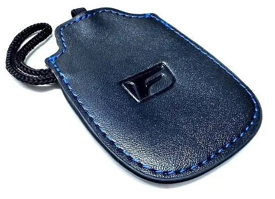 Genuine Lexus F-Sport Black Leather Smart Access Key Glove (Black Loop / Blue Stitching) 1