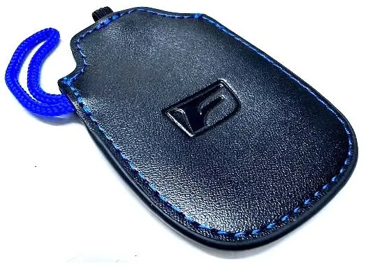 Genuine Lexus F-Sport Black Leather Smart Access Key Glove (Blue Loop / Blue Stitching) 1
