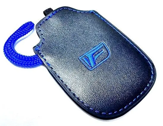Genuine Lexus F-Sport Performance Black Leather Smart Access Key Glove (Blue Loop / Blue Stitching) 1