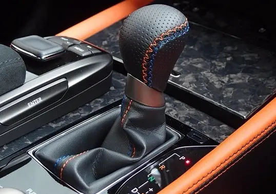 Genuine Lexus Japan 2016-2020 Gs-F Punching Leather Shift Knob (Blue And Orange Stitching) 1