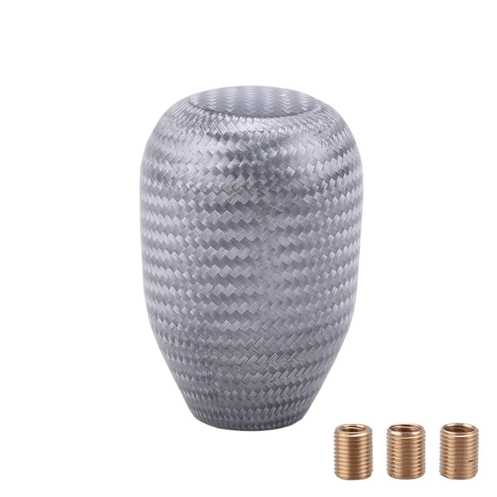 Oval Silver Carbon Fiber Shift Knob 1