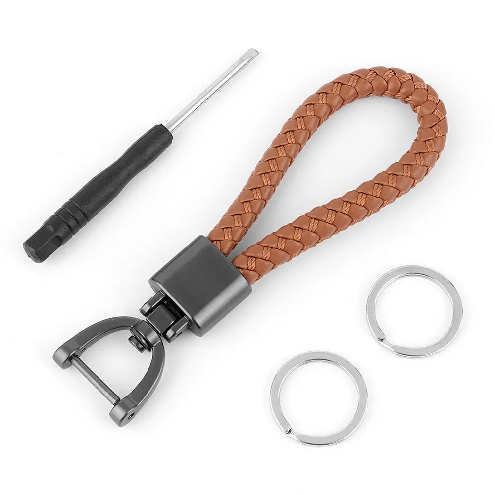 Premium Rotatable Keychain - Hand-Woven Leather With Horseshoe Buckle For Kei Truck Owners 1