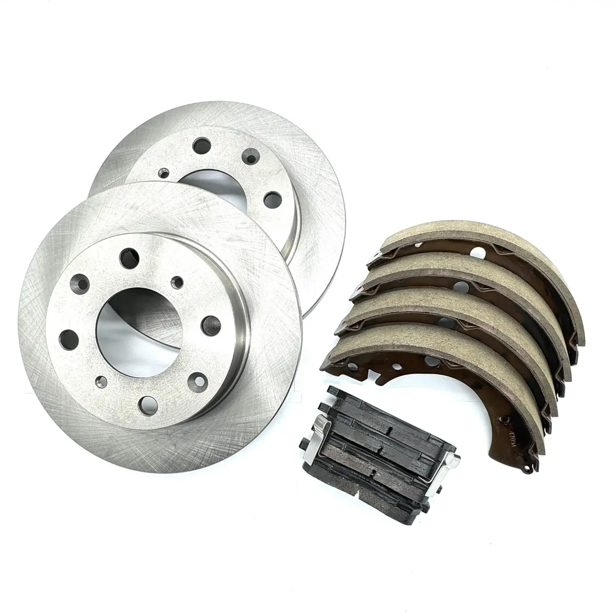 Brake Package - 3 Piece - Front Brake Pads, Front Brake Rotors, Rear Brake Shoe Set - Honda Acty Truck - Ha6, Ha7  Models - 1999-2009 1