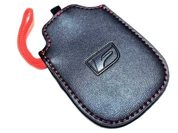 Genuine Lexus F-Sport Black Leather Smart Access Key Glove (Red Loop / Red Stitching) 1