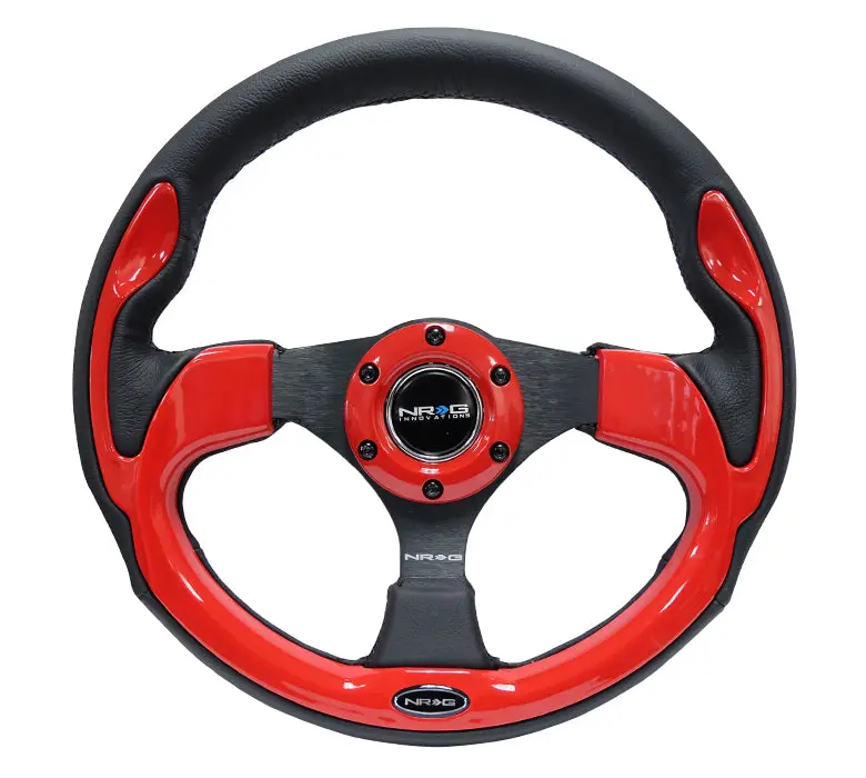 Nrg Steering Wheel - 320Mm Reinforced Leather With Sizzling Red Trim - Rst-100Rd 1