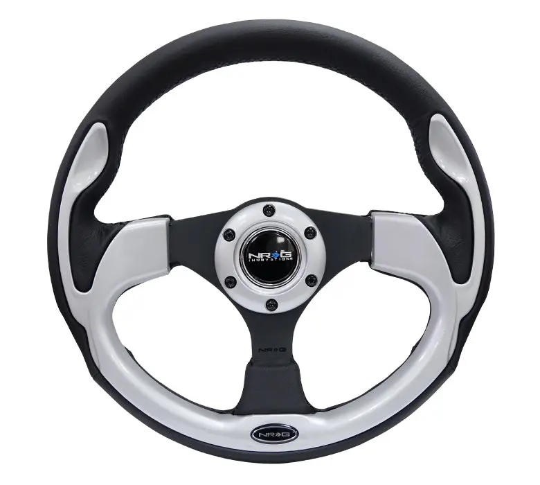 Nrg Steering Wheel - 320Mm Silver-Trim Leather - Rst-001Sl 1