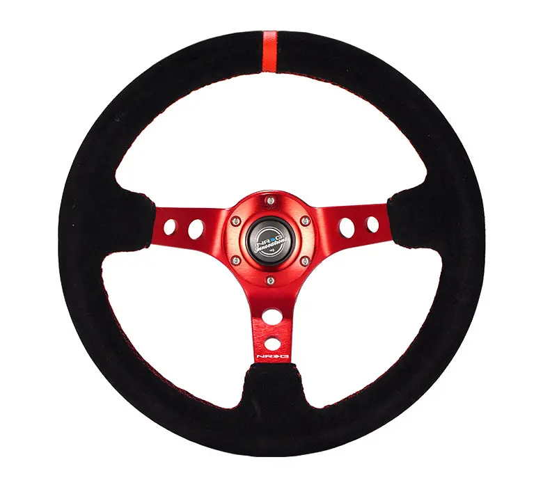 Nrg Steering Wheel - 350Mm Racing - Red Spoke, Black Leather, Red Stitch & Center - Rst-006S-Rd 1