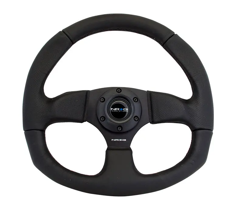 Nrg Steering Wheel - Premium Leather Flat-Bottom - 320Mm With Sleek Black Stitch - Rst-009R 1