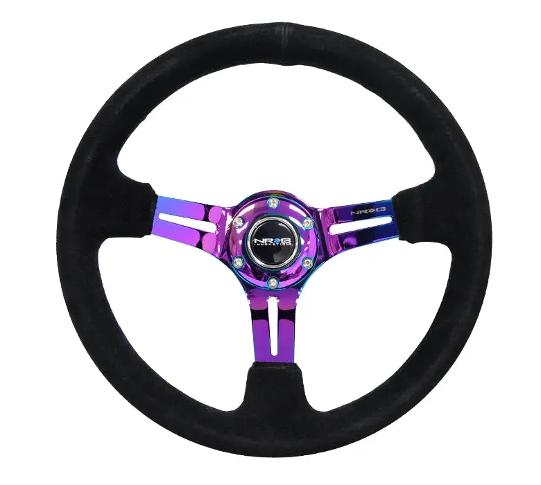 Nrg Steering Wheel - 350Mm Deep-Dish Suede - Neochrome Spoke With Slits - Rst-018S-Mcbs 1