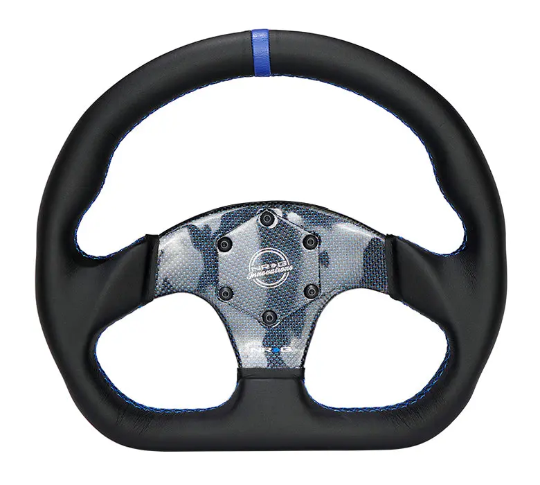 Nrg Steering Wheel - 320Mm Carbon Fiber Steering Wheel - Blue Stitch & Center, Flat Bottom - Rst-024Cf/Bl 1