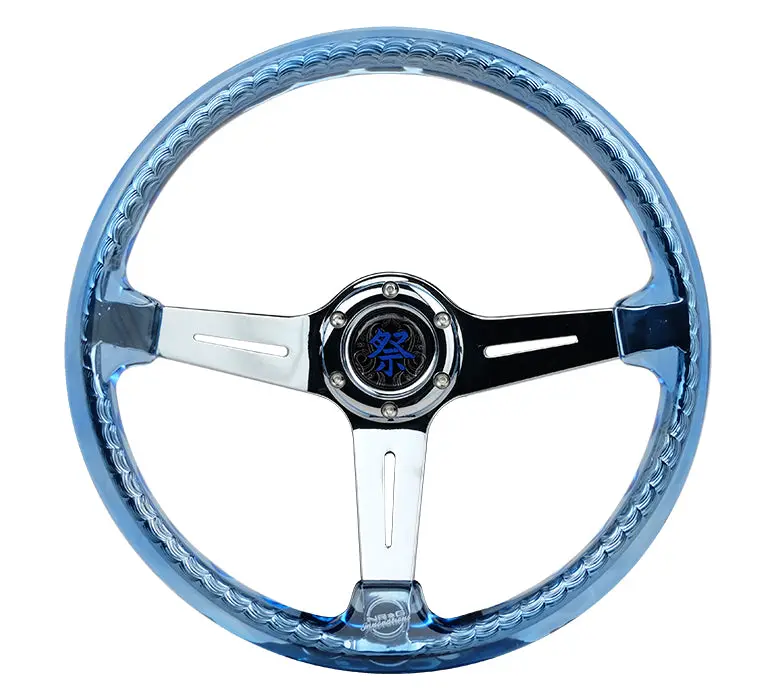 Nrg Steering Wheel - 'Matsuri' 350Mm Deep Dish Acrylic Steering Wheel: Blue & Chrome Finish - Rst-027Ch-Bl 1