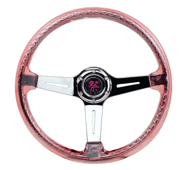 Nrg Steering Wheel - "Matsuri" 350Mm Clear Acrylic : Neochrome Spoke & Deep Dish - Rst-027Ch-Rd 1