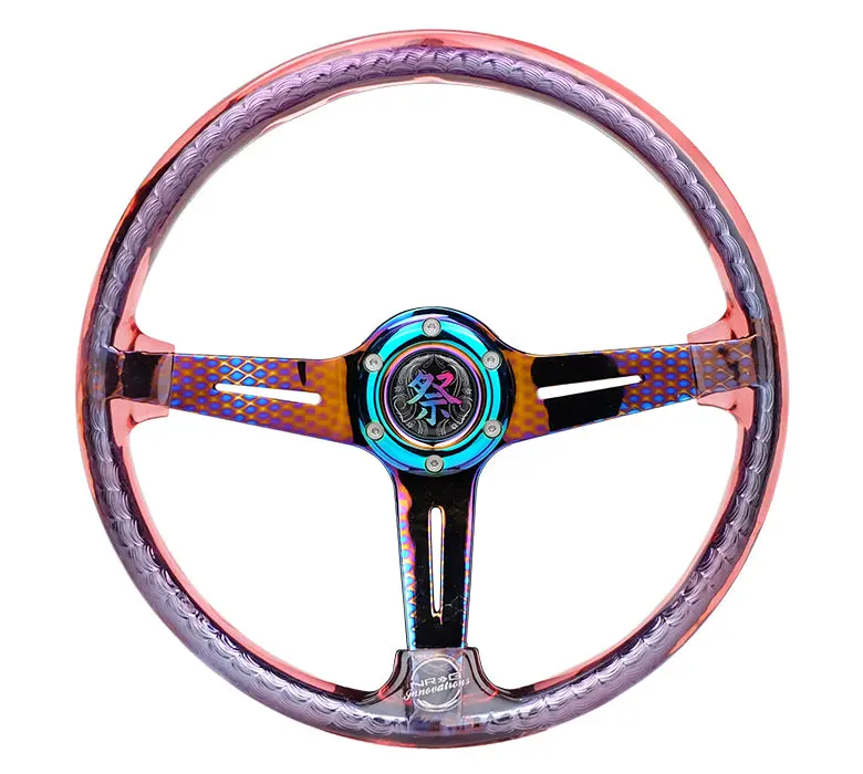 Nrg Steering Wheel - Matsuri 350Mm- Neochrome & Red Acrylic - Rst-027Gm-Rd 1
