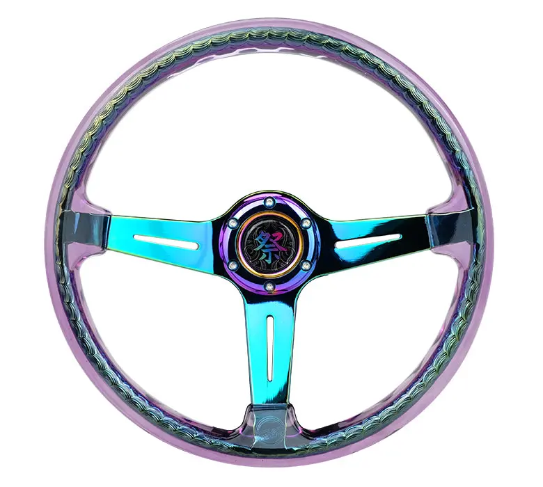 Nrg Steering Wheel -  'Matsuri' 350Mm Neochrome - Purple Acrylic Deep Dish With Slits - Rst-027Mc-Pp 1