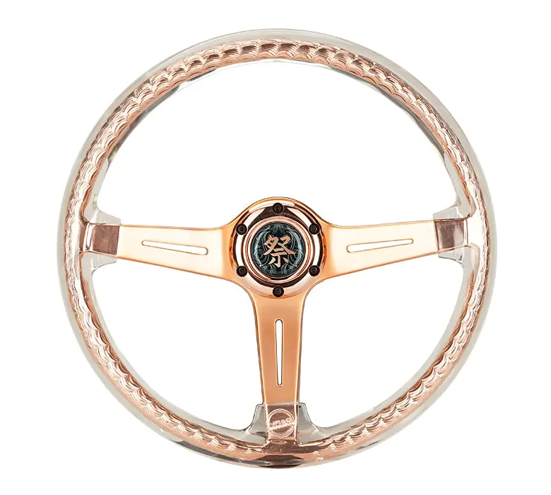 Nrg Steering Wheel - "Matsuri" 350Mm Clear Acrylic With Rose Gold Spokes - Rst-027Gd-Cl 1