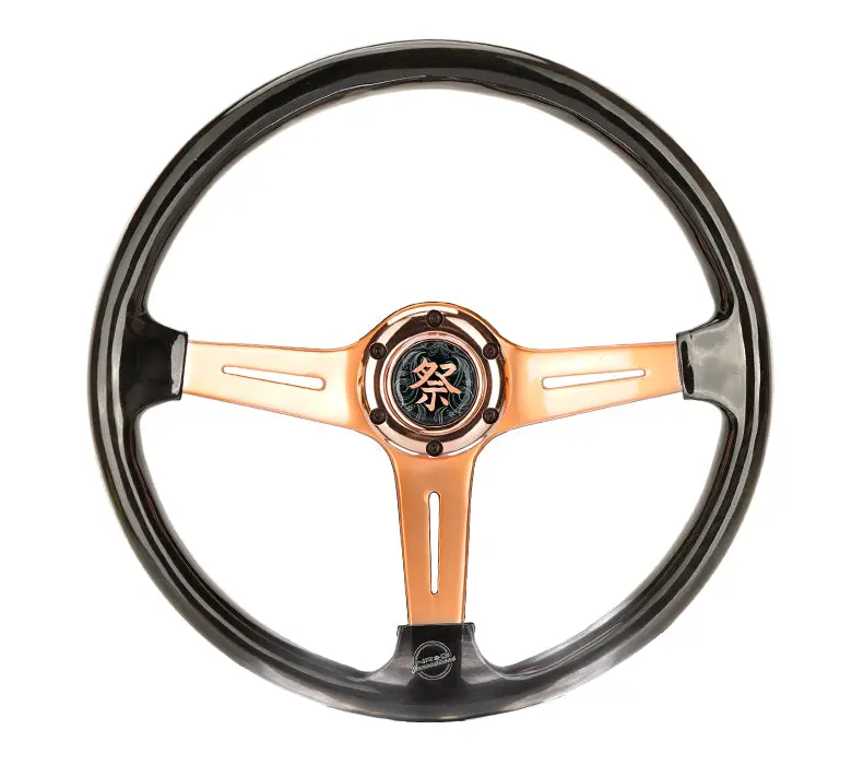Nrg Steering Wheel - "Matsuri" 350Mm Smoke Acrylic With Rose Gold Slit Spokes - Rst-027Gd-Sm 1