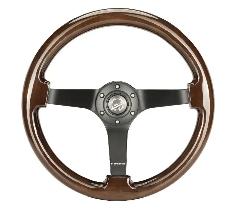 Nrg Steering Wheel - Classic 350Mm Dark Wood Grain With Solid Black Spokes - Rst-036Bk-Bkw 1