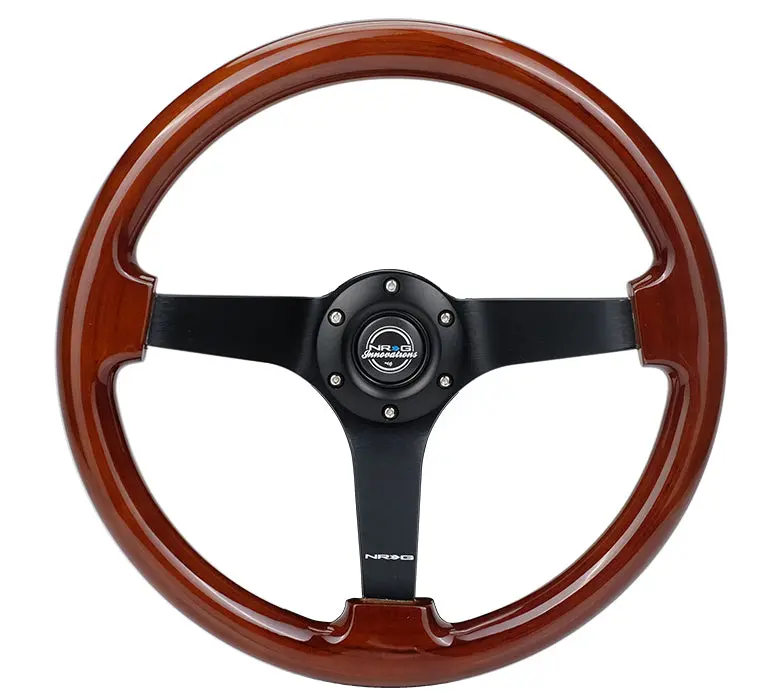 Nrg Steering Wheel - 350Mm Classic Brown Wood Grain With Matte Black Spokes - Rst-036Br-Bk 1