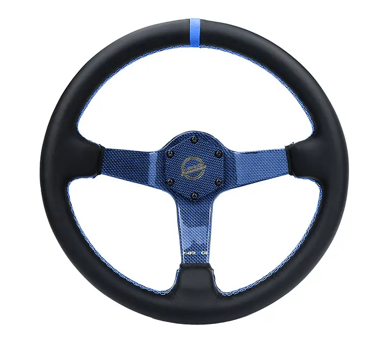 Nrg Steering Wheel - Blue-Accented Carbon Fiber - 350Mm, Leather Grip - Rst-036Cf-Bl 1