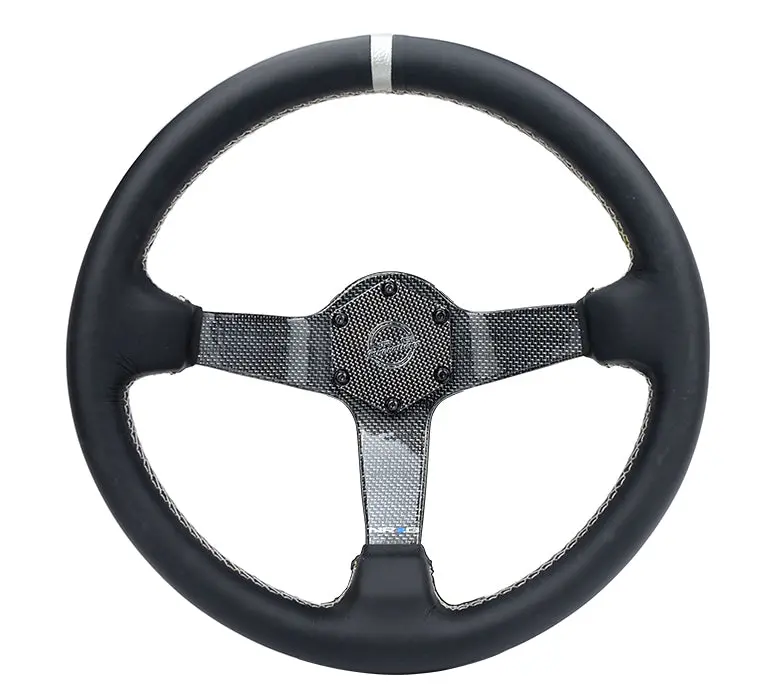 Nrg Steering Wheel - 350Mm Silver Carbon Fiber - Silver Spoke, Leather Grip - Rst-036Cf-Sl 1
