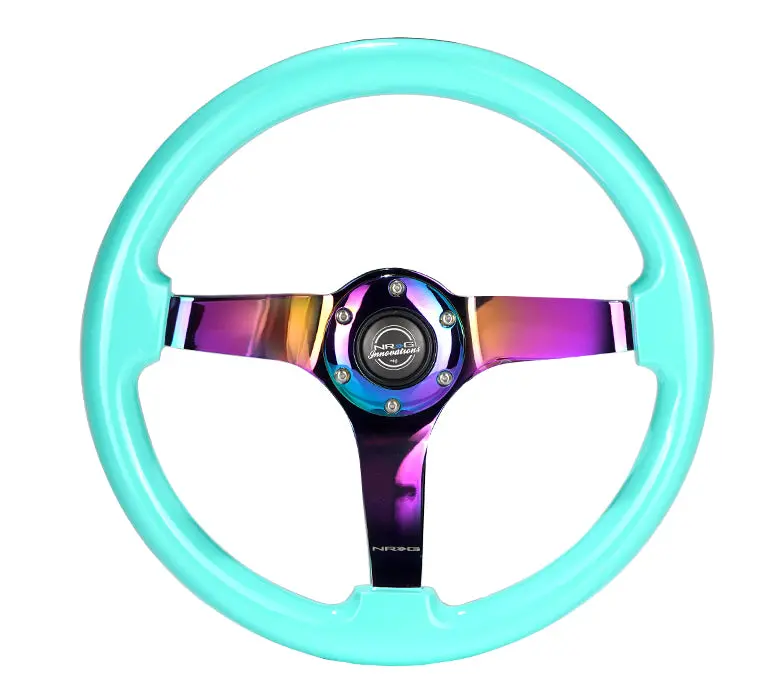 Nrg Steering Wheel - 350Mm Minty Wood Grain Wheel - Neo Chrome Spokes, 3" Deep - Rst-036Mf-Mc 1